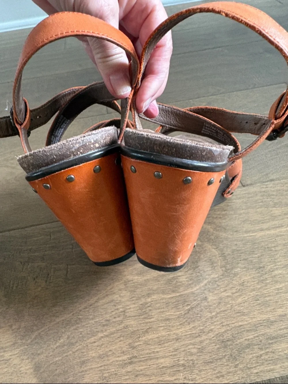 Dansko Frida Orange Leather Strappy Wedge Sandals size EU 38